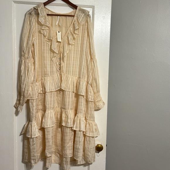 ✨ Anthropologie Long-Sleeve Sheer Ruffled Tunic Dress - Picture 6 of 11